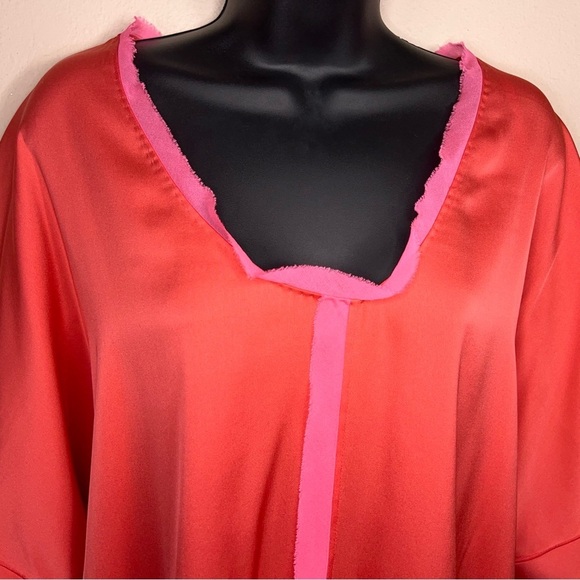 NEW XS Elite Tahari Silk Blouse Orange Pink Colors Lightweight - Picture 8 of 16